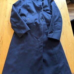 Brooks Brothers Navy Blue Wool Blend Long Coat